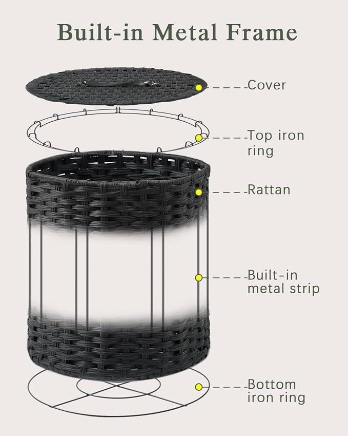 Laundry Hamper with Lid Wicker Laundry Hamper Round 26.5 Gal Laundry Basket - Image 8