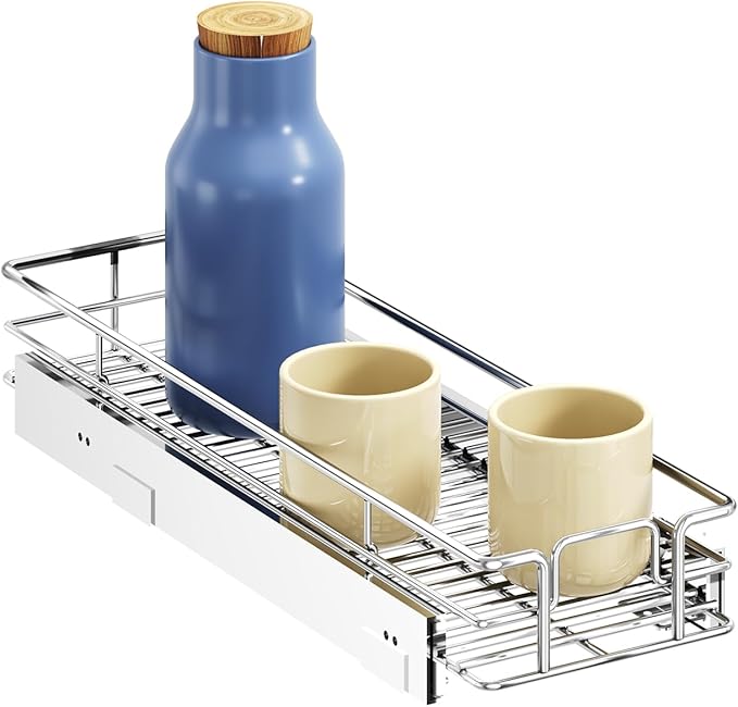 ROOMTEC Pull Out Cabinet Organizer, Single Tier, Heavy Duty Slide Out Shelves by ROOMTEC