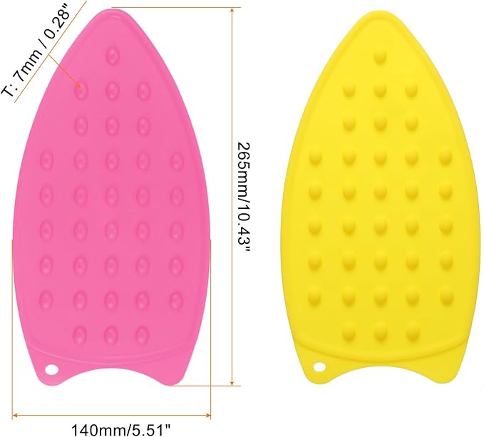 HARFINGTON 2pcs Silicone Iron Rest Pad, Fuchsia/Yellow - Image 2
