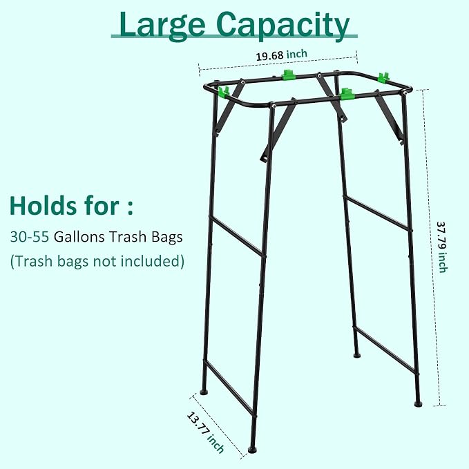 Foldable Trash Bag Holder Stand, Garden Garbage Bag Holder Frame Holds 30-55 - Image 4