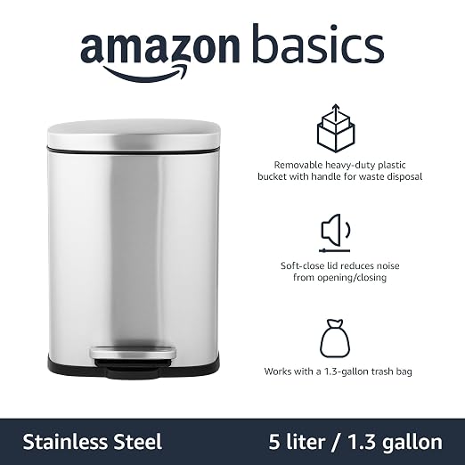 Amazon Basics Smudge Resistant Mini Rectangular Trash Can - Image 5