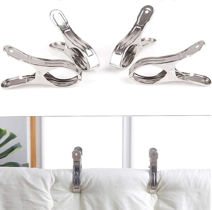 8 Pack Stainless Steel Clothespins, 4.7 Inch Towel Clips - Image 5