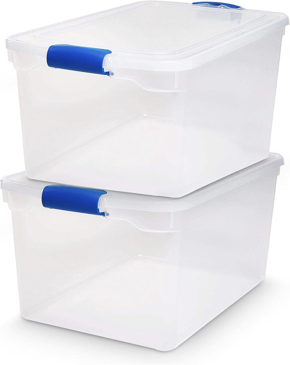 HOMZ 2-Pack Latching Lid, Large Clear Plastic Storage Bins