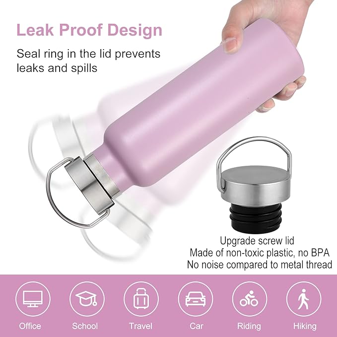 Neihepal 20 oz Insulated Water Bottles Bulk 8 Pack, Stainless Steel Double Wall - Image 4