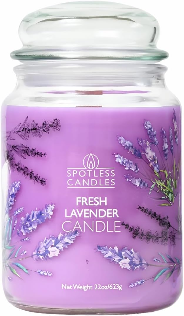 Fresh Lavender Candle 22oz Glass Jar by SpotlessLeopard