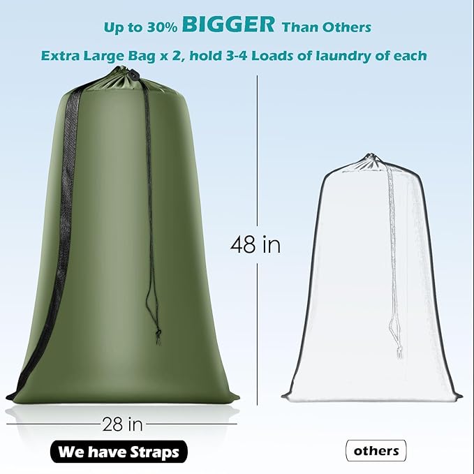 Heavy Duty Laundry Bag 2 Pack XL Nylon Laundry Bags - Image 2