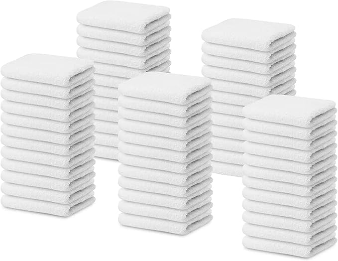 100% Cotton Terry Towel Cleaning Rags White 14'x17'|Pack of 60|Grade White by TOALLA