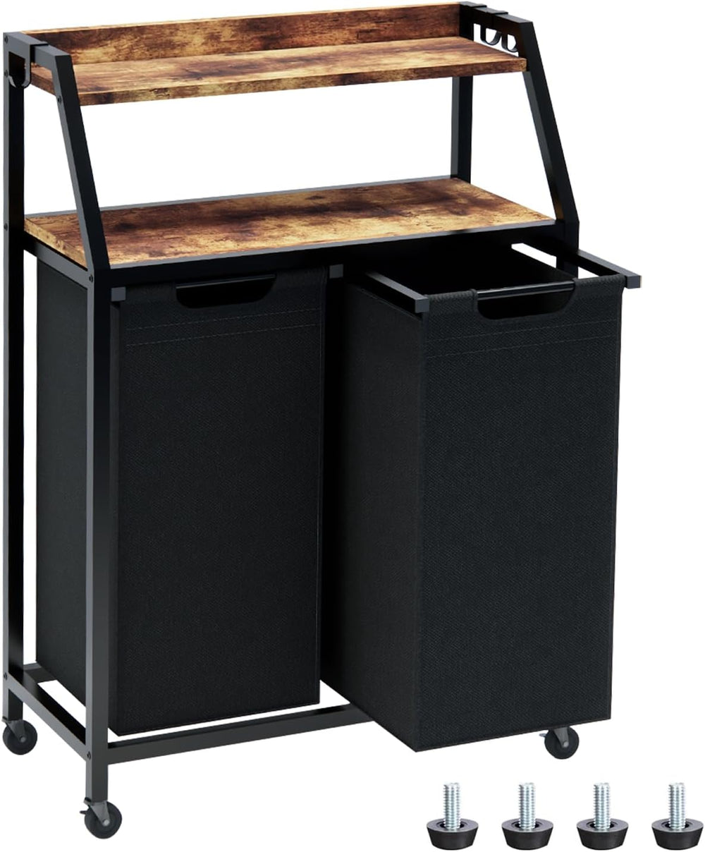 Timberer Laundry Hamper, Laundry Sorter 2 Section, Rolling Laundry Basket wit...