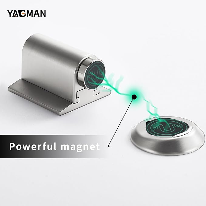 2 Pack Magnetic Door Stoppers Retractable Bottom of Door Holder No Drilling - Image 3