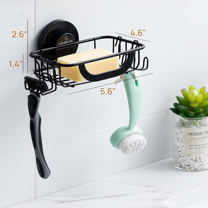 LEVERLOC Soap Holder Dish for Shower Wall, Bar Suction Cup Soap Saver Tray - Image 9