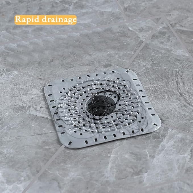 Drain Hair Catcher, Bathtub Drain Protecto 2 PCS （Gray Square） - Image 3