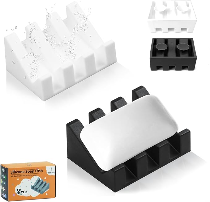 Silicone Soap Dish for Bar Soap Holder for Shower Bathroom Self Draining by MrBulloc
