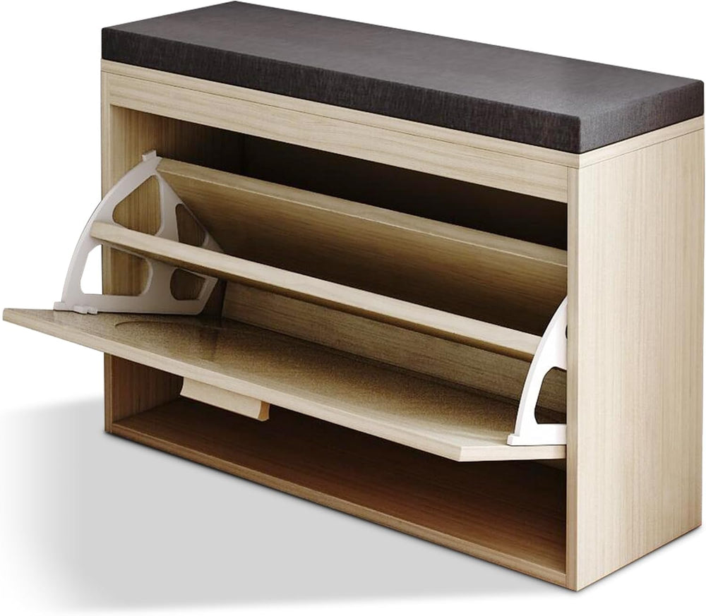 Shoe Storage Bench with Padded Seat Cushion, Hallway Bench Shoe Cabinet Shoe ...