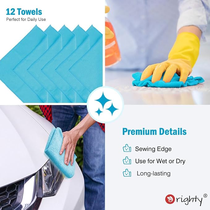 Orighty Microfiber Cleaning Cloth, 12 Pack Microfiber Towels - Image 6