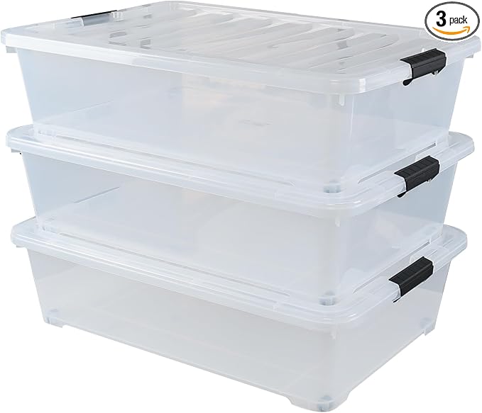 50 Quart Wheeled Latching Storage Box, Stackable Bin by Buyitt