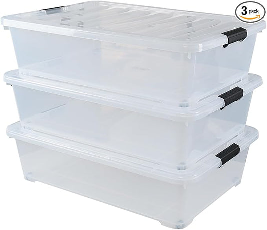 50 Quart Wheeled Latching Storage Box, Stackable Bin by Buyitt