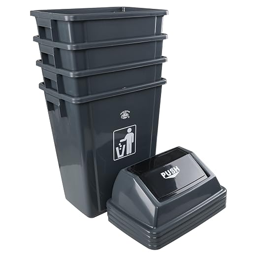 4 Packs Large Garbage Bin with Lid, Plastic Kitchen Waste Bin, 13 Gallon - Image 7