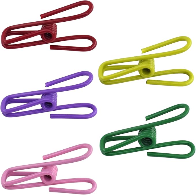 50 Packs Steel Wire Clips Vinyl Plastic Coated Multi-Function Colored Utility by BDS-HOME