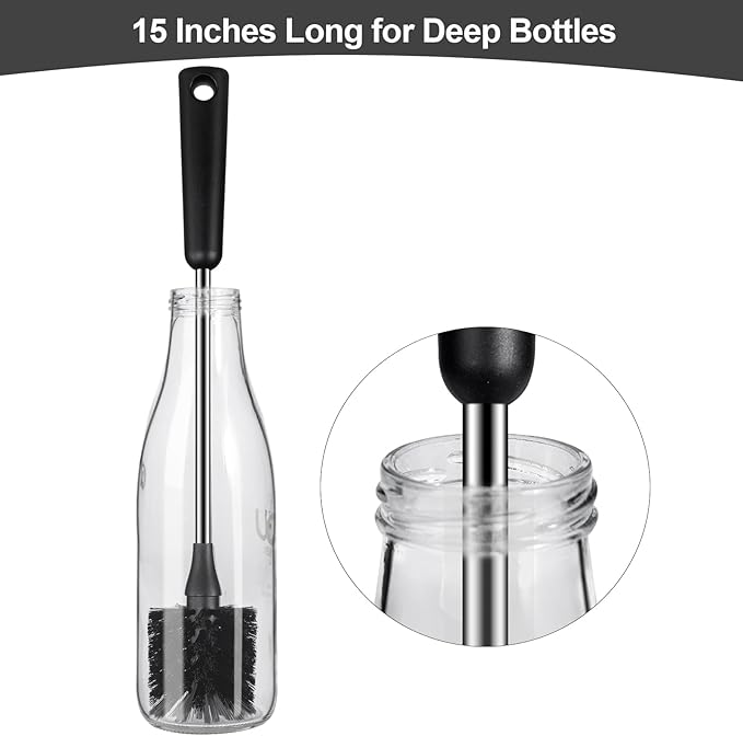 Water Bottle Brush with Straw Cleaner, 15 Inches Stainless Steel Handle Baby - Image 7