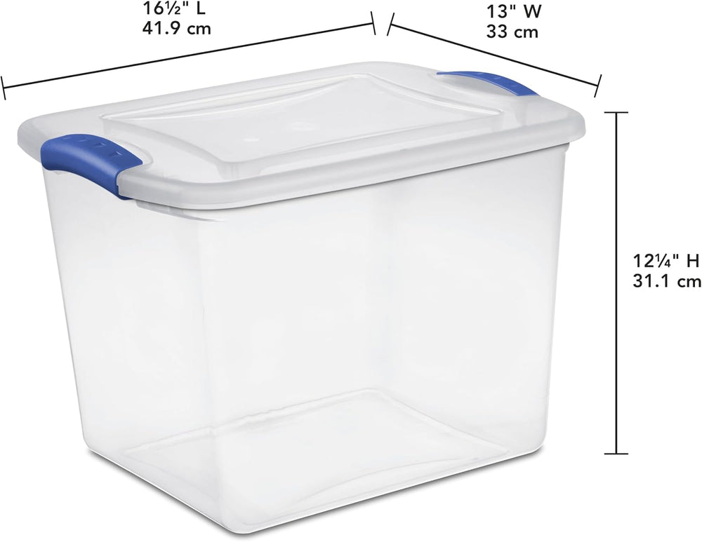 (4 pack) 27 Quart Clear Latching Storage Bin with Lid, Stackable Plastic Cont...