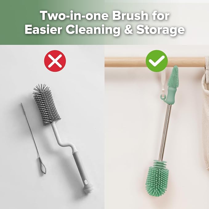 haakaa Cleaning Brush Silicone Bottle Brush Double-Ended Soft Silicone Bristles - Image 6