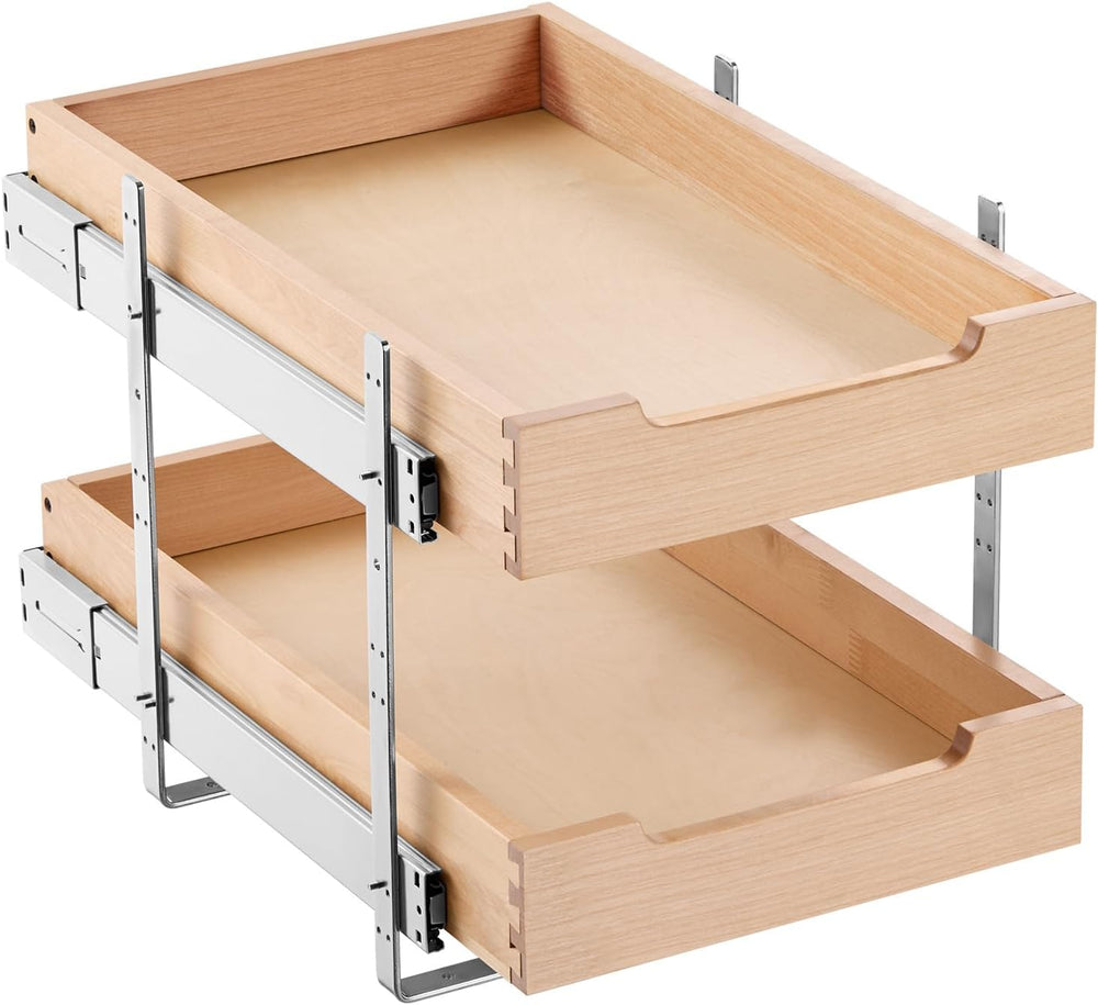 VEVOR 2 Tier Pull Out Cabinet Organizer, 14" W x 21" D Cabinet Draw...