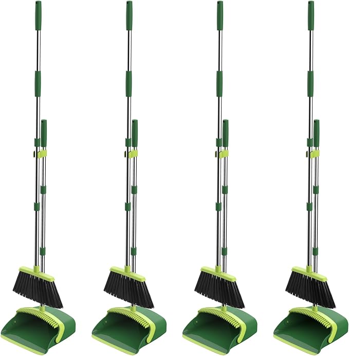 Broom and Dustpan Set, 52-in Long Adjustable Handle Broom Dustpan Combo by NACENA