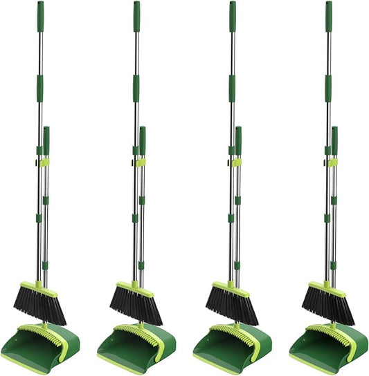 Broom and Dustpan Set, 52-in Long Adjustable Handle Broom Dustpan Combo by NACENA