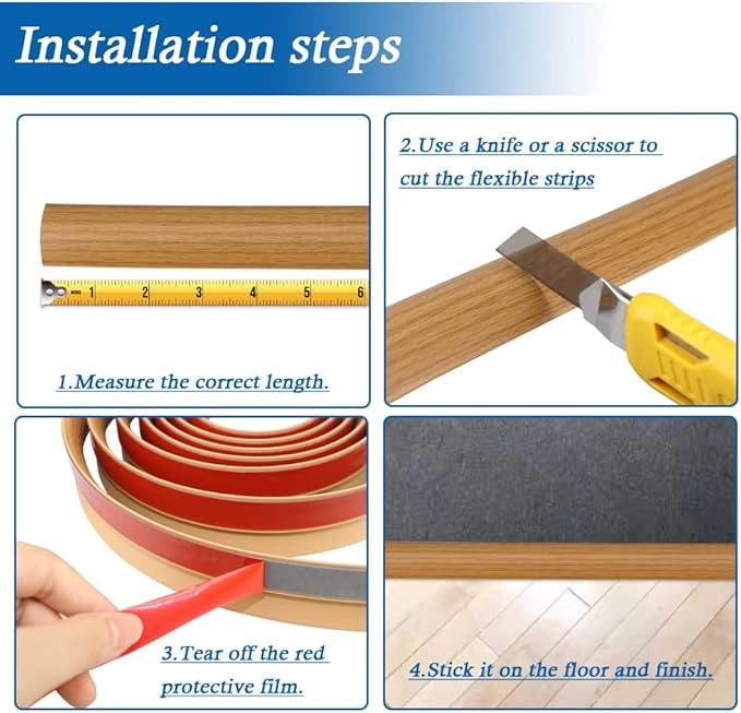 Floor Transition Strip Self Adhesive Carpet & Flooring Transitions Edging Trim - Image 5