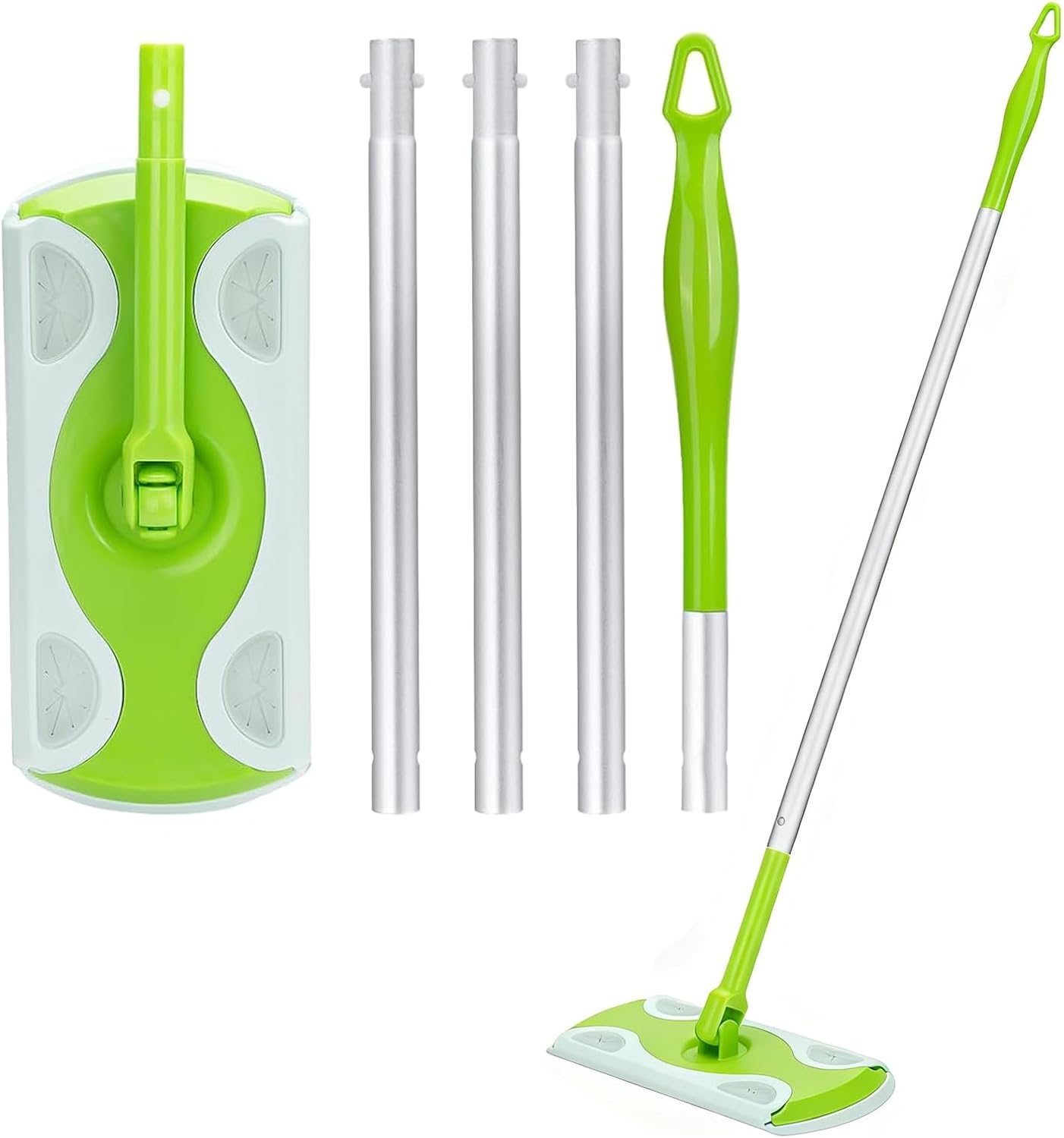 Aluminum Mop Handle Compatible with Swiffer, Adjustable Extra Long Replacement Pole, Detachable Lightweight Mop Stick
