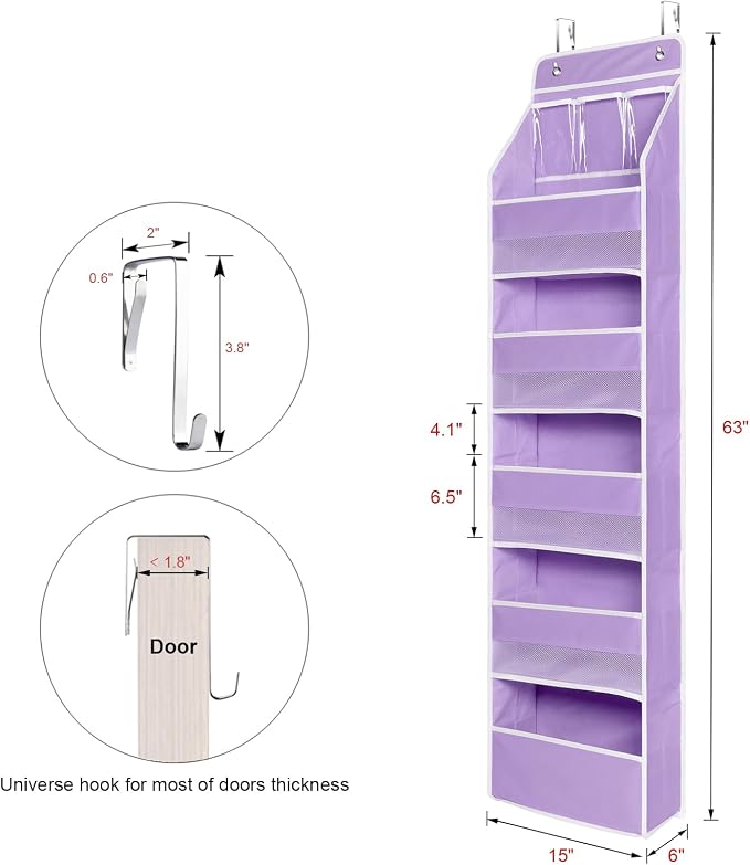 Univivi 6-Shelf Over Door Hanging Organizer Fabric Baby Door Storage - Image 3