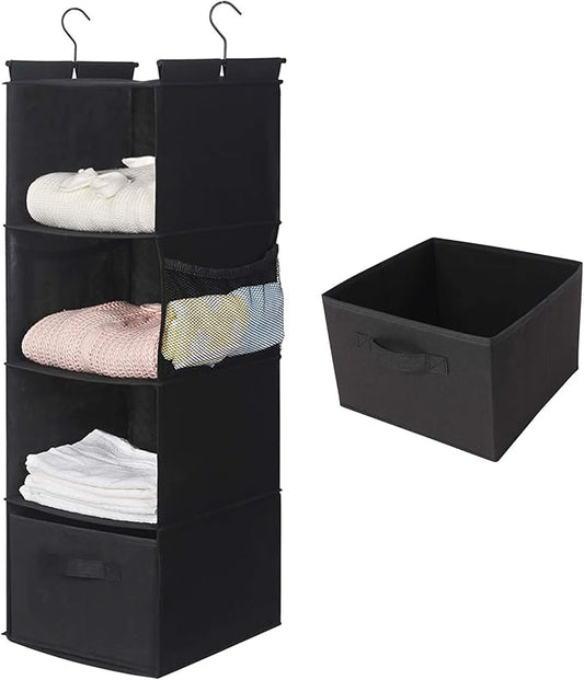 MAX Houser 4-Shelf Hanging Closet Organizer, Space Saver, Cloth Hanging Shelves by MAXHouser