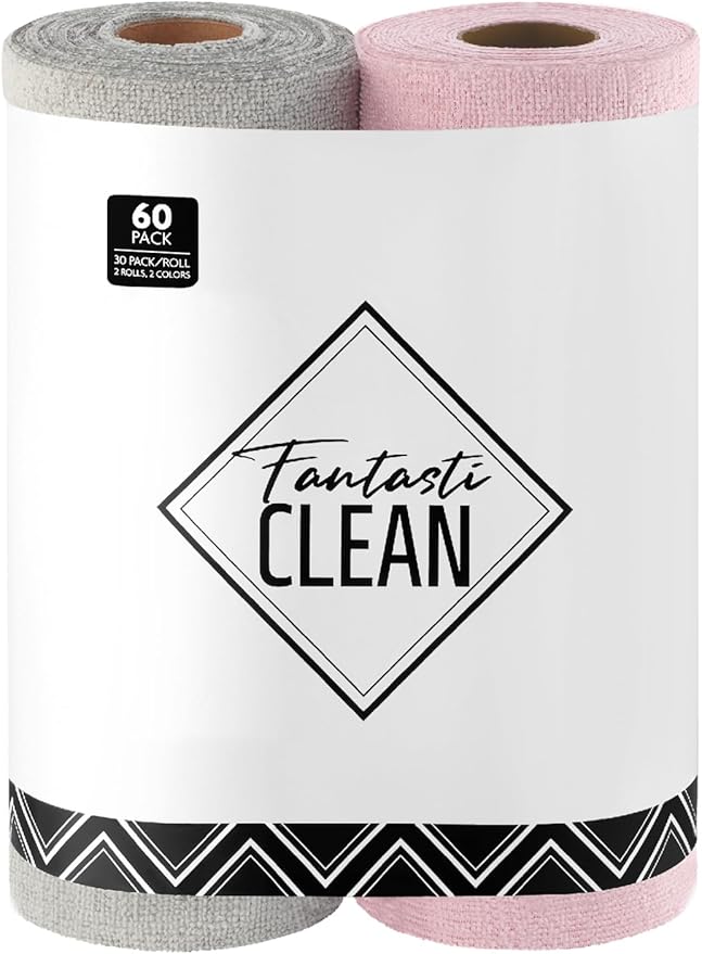 Fantasticlean Microfiber Cleaning Cloth Roll -60 Pack, Tear Away Microfiber by Fantasticlean