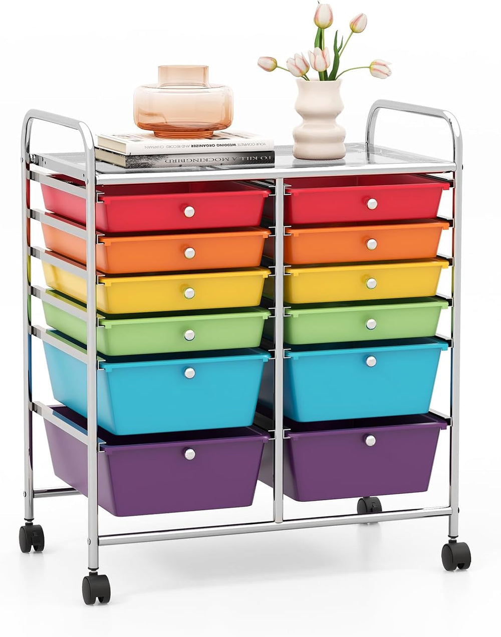 GOFLAME 12-Drawer Rolling Storage Cart, Mobile Utility Cart