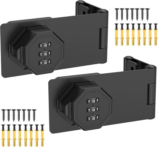90 Degree 3-Digit Combination Cabinet Lock, Zinc Alloy Keyless Folding Hasp by BiceNoning