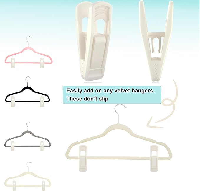 Hanger Clips Perfect for Velvet Hangers, Strong Plastic Clips Pant Skirt Hanger - Image 3