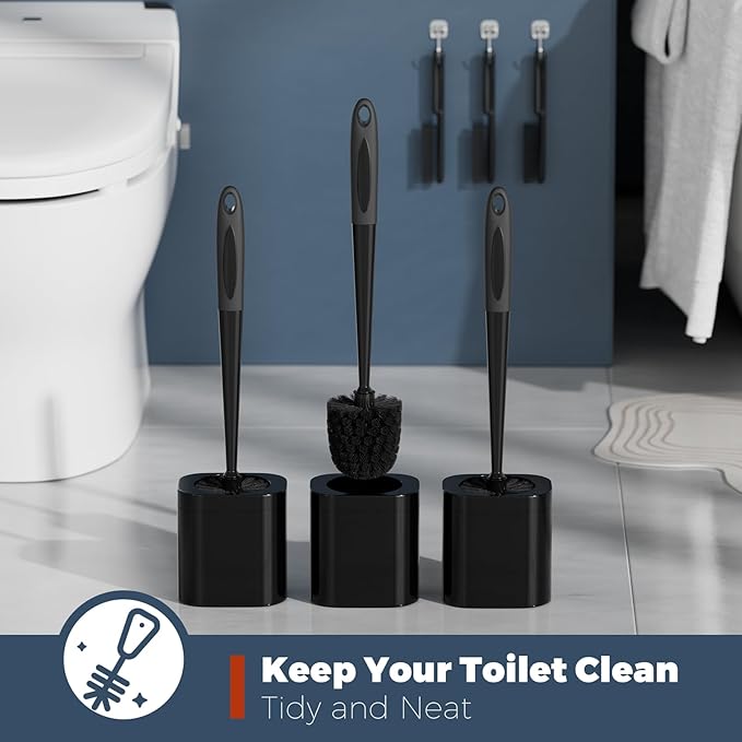 Toilet Brush, 3 Pack Toilet Brush and Holder Set Bathroom Accessories, Toilet - Image 4