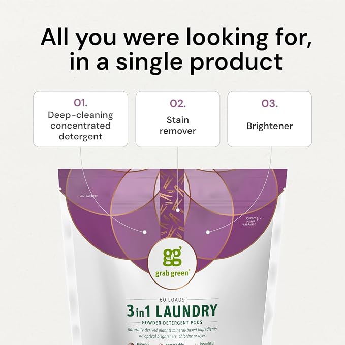 Grab Green 3-in-1 Laundry Detergent Pods, Lavender Vanilla Scent, Plant and - Image 6