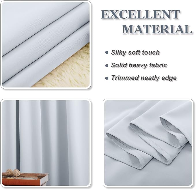 PONY DANCE Greyish White Room Darkening Kitchen Curtains 2 Panels Set, Thermal - Image 5