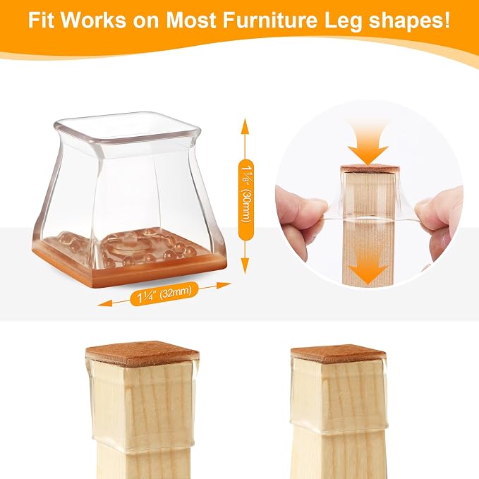 CHUNZEXI 32 Pack Square Chair Leg Floor Protectors - Image 3
