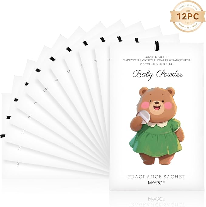 MYARO 12 Packs Baby Powder Scent Sachets Room Air Freshener - Image 5