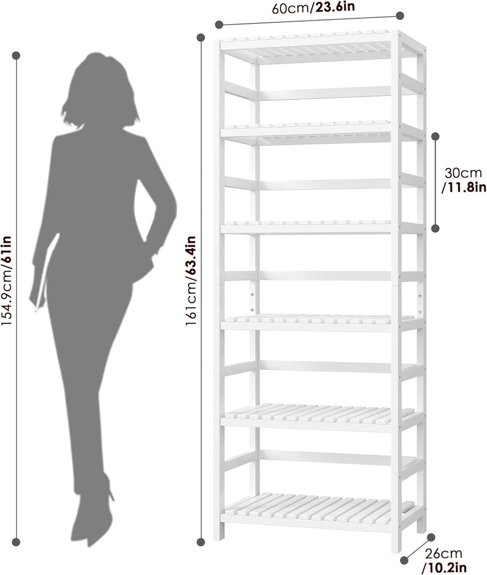 FOTOSOK 6-Tier Bamboo Shelf with Adjustable Shelves, Bamboo Kitchen Cabinet