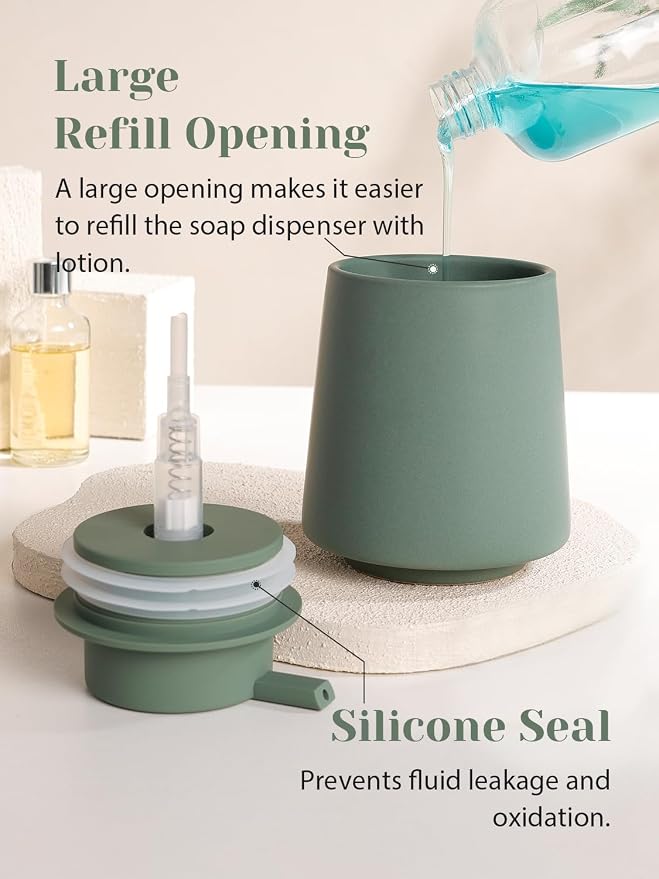 INGOFIN Ceramic Soap Dispenser, 14 oz Bathroom Hand Soap Dispenser, Liquid - Image 3