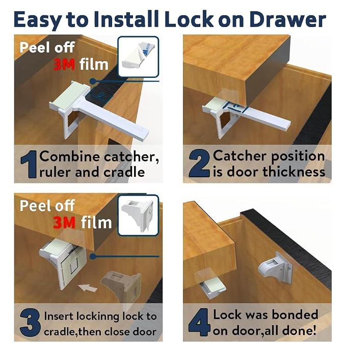 12 Pack Magnetic Cabinet Locks Baby Proofing, Child Proof Cabinet Locks - Image 8