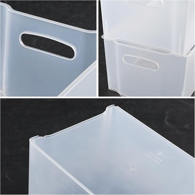4-Pack Open Storage Organizing Bins, Matte Transparent Plastic Organizer Bins - Image 2