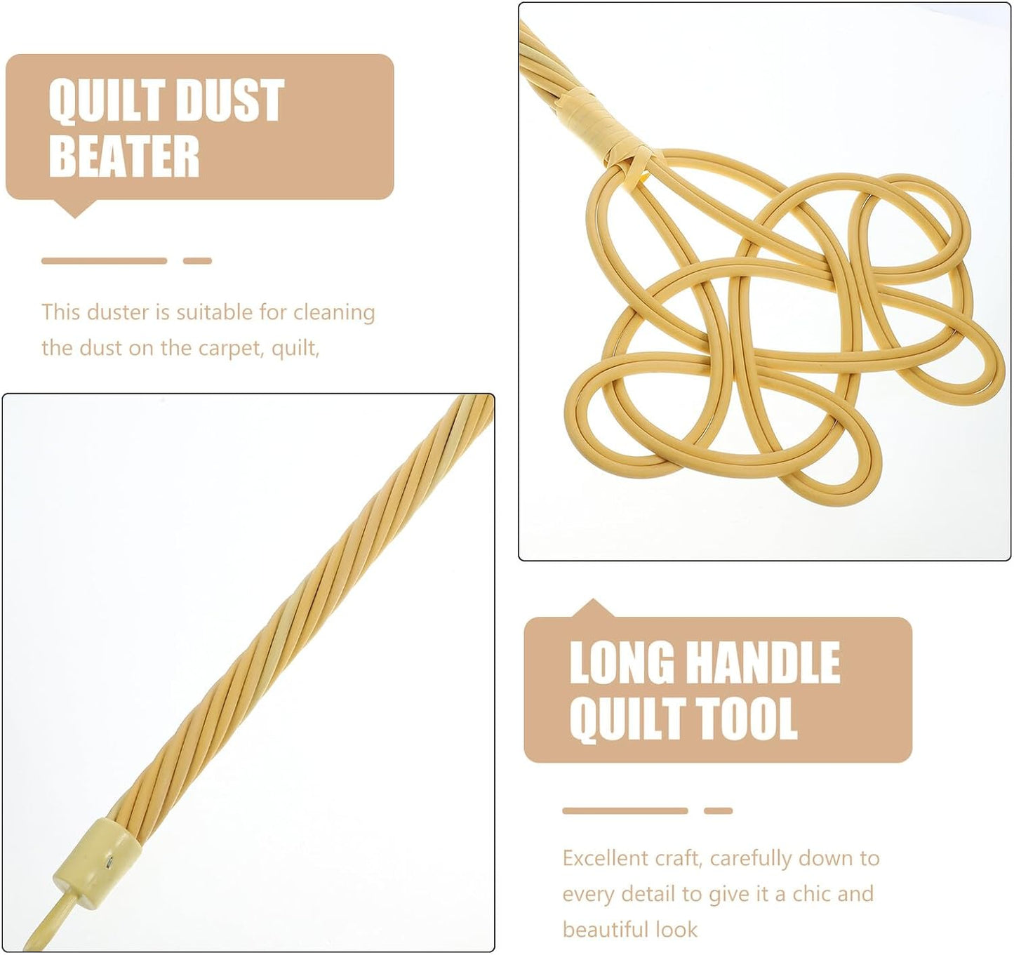 VOSAREA Long Handle Quilt Duster with Rattan Imitation Paddle, Manual Carpet and Blanket Dust Cleaner for Home Cleaning,