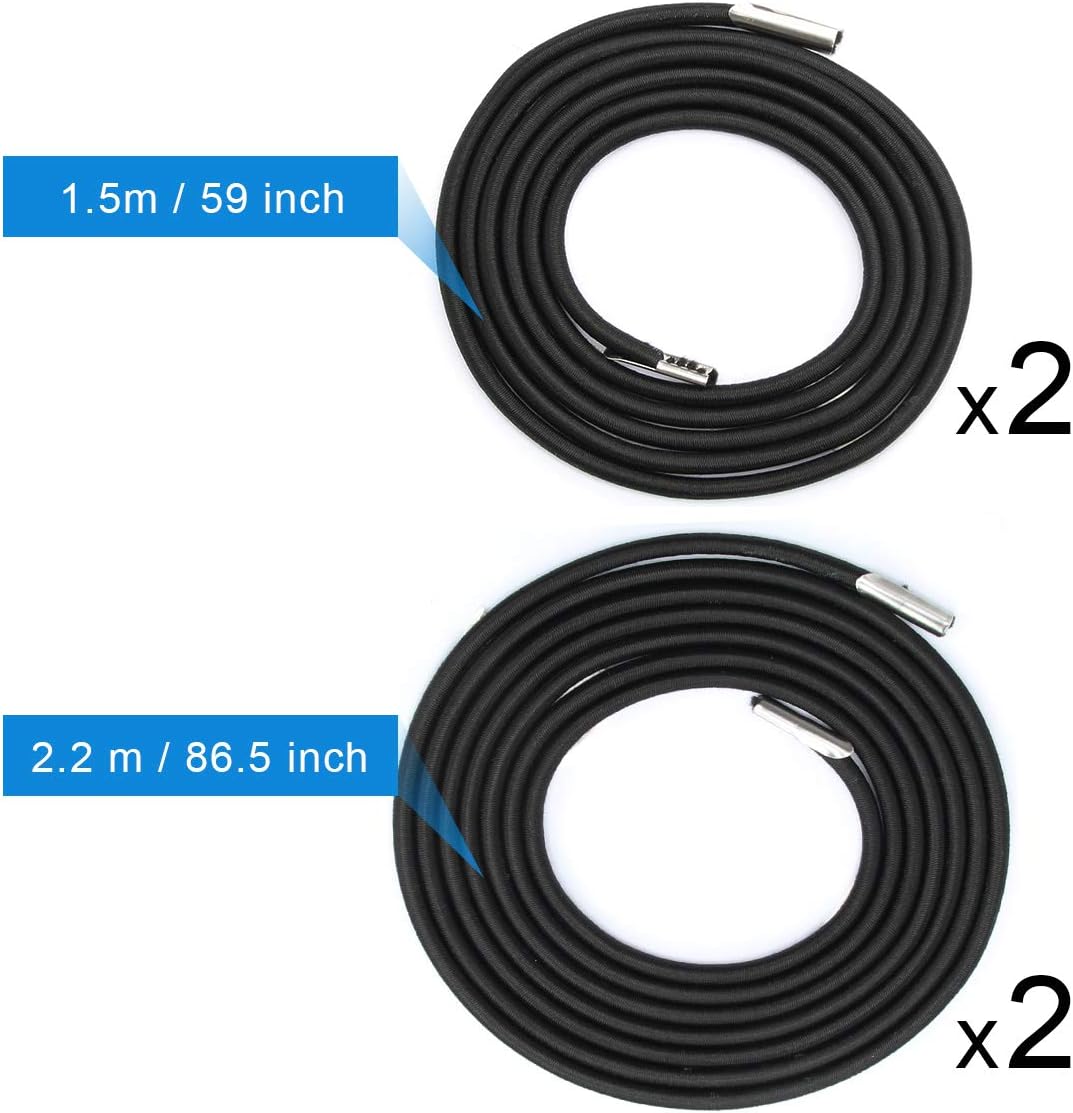 Universal Replacement Cord for Zero Gravity Chair, 4 Pack Elastic Cords Repair Tool Kit for Repairing Zero Gravity Chair, Recliners (Black)