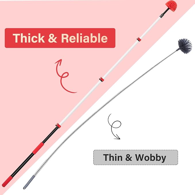 5-12 FT Cobweb Duster with Extension Pole, 20 FT High Reach Spider Web Brush - Image 9