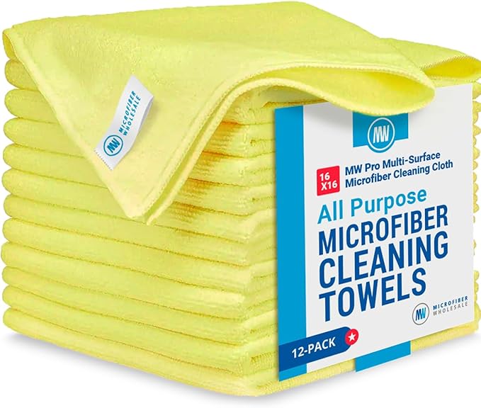MW Pro Microfiber Cleaning Cloth | Yellow | Size 16" x 16" | All Purpose by MicrofiberWholesale