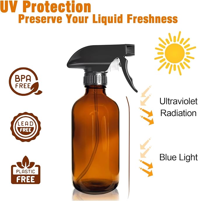 8oz Amber Glass Spray Bottles - Image 3